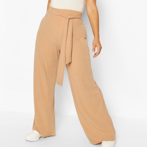 Boohoo Plus Denim - BOOHOO•Plus Size Soft Rib Wide Leg Palazzo Pants